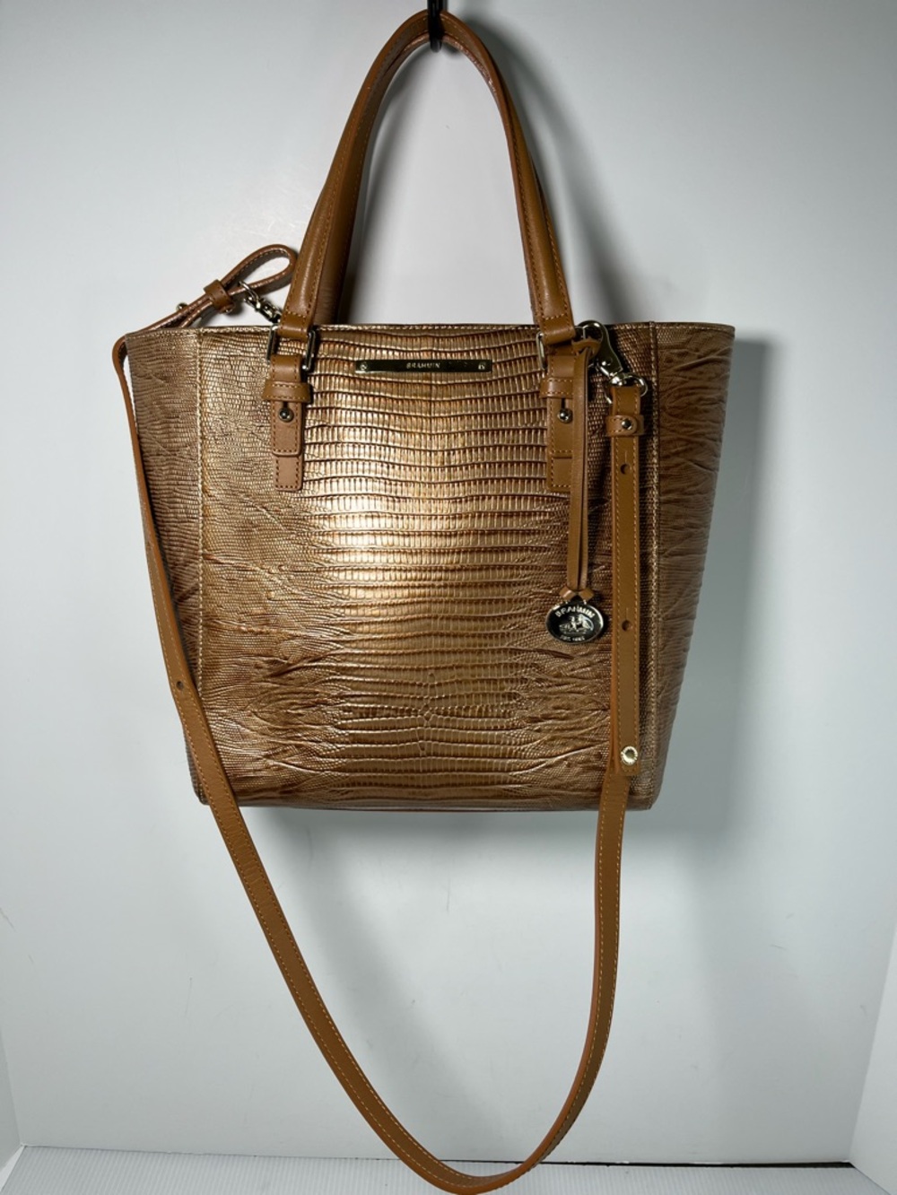 Brahmin Harrison Genuine Embossed Leather Medium Tote/Hand/Crossbody Bag NWOT